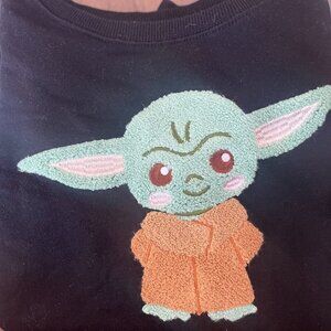 Embroidered Black Groku Crop Sweatshirt, Size M